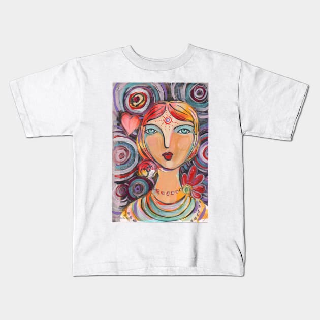 Mindful Girl Kids T-Shirt by gaea